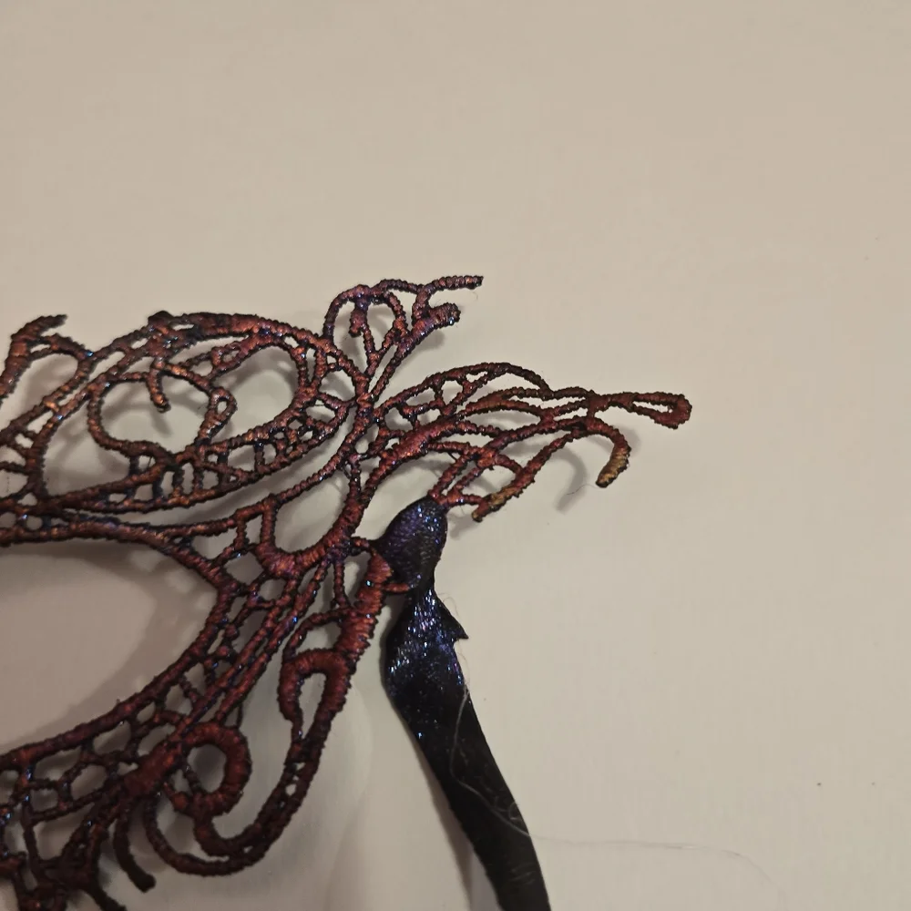 HANDCRAFTED Upcycled Lace Eye Mask HANDPAINTED Festival Mask Comic Con Sexy Fun